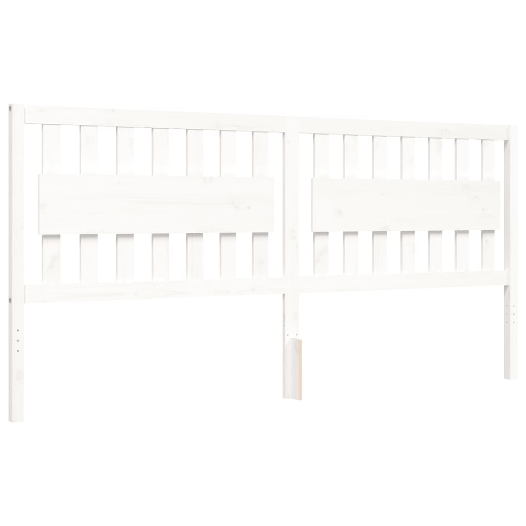 Cadre de lit sans matelas blanc 200x200 cm bois massif de pin