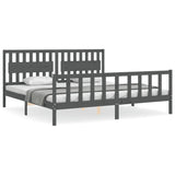 Cadre de lit sans matelas gris 200x200 cm bois massif de pin