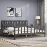 Cadre de lit sans matelas gris 200x200 cm bois massif de pin