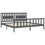 Cadre de lit sans matelas gris 200x200 cm bois massif de pin