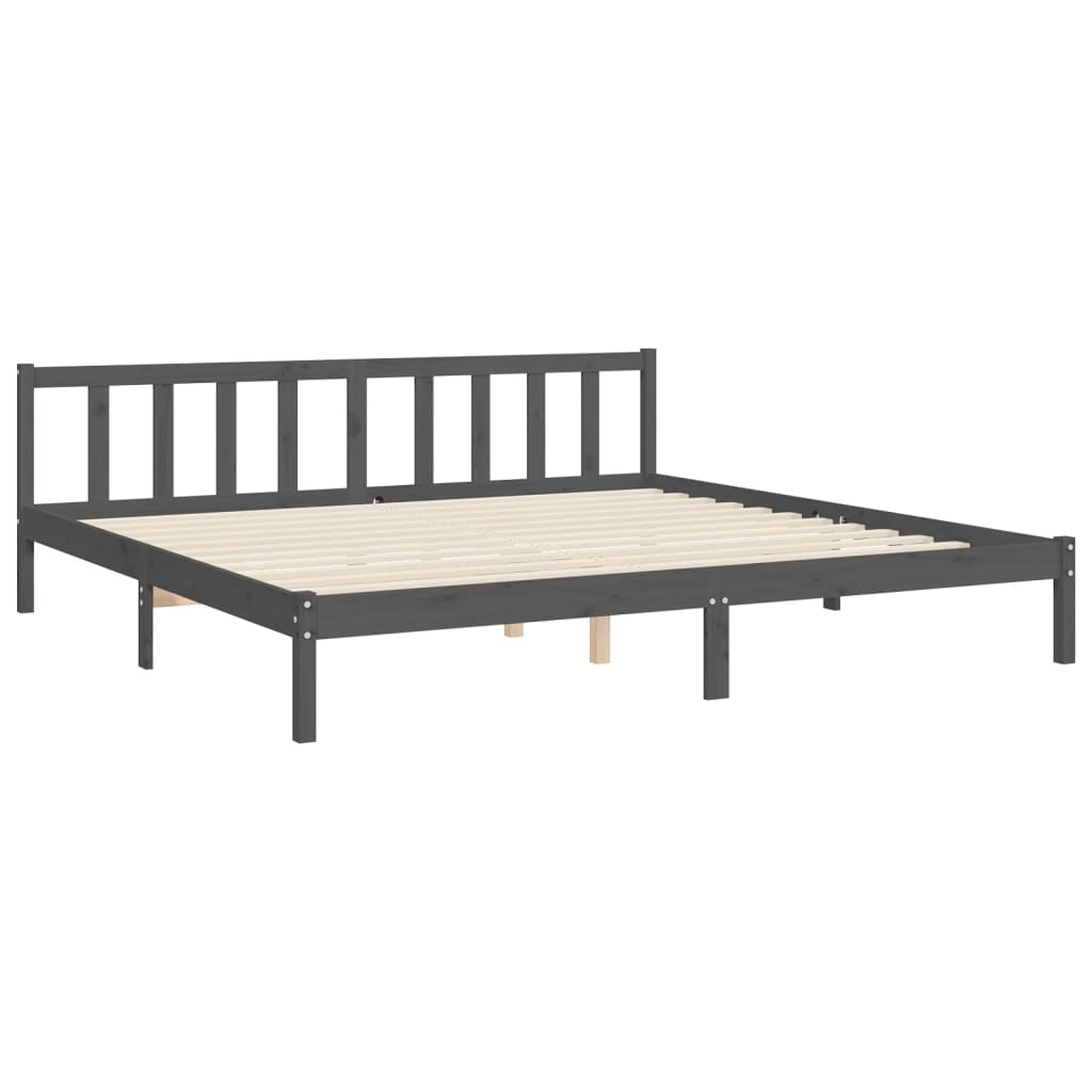 Cadre de lit sans matelas gris 200x200 cm bois massif de pin