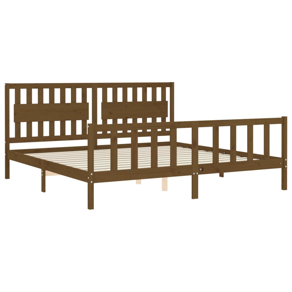 Cadre de lit sans matelas marron miel 200x200cm bois pin massif