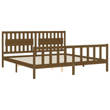 Cadre de lit sans matelas marron miel 200x200cm bois pin massif