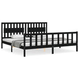 Bed frame without mattress black 200x200 cm solid pine wood