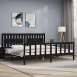 Bed frame without mattress black 200x200 cm solid pine wood