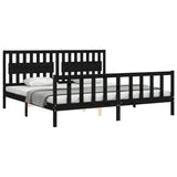 Bed frame without mattress black 200x200 cm solid pine wood