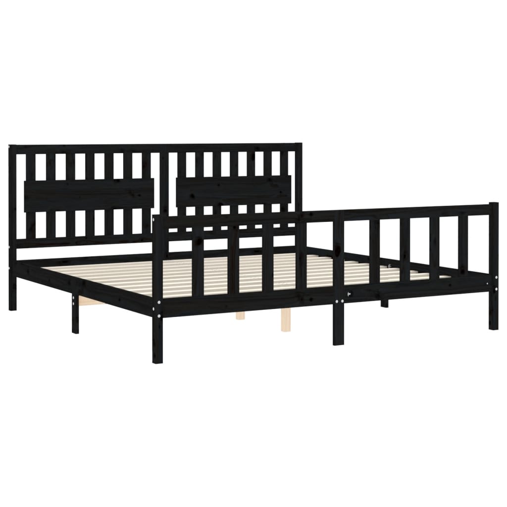 Bed frame without mattress black 200x200 cm solid pine wood