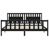 Bed frame without mattress black 200x200 cm solid pine wood