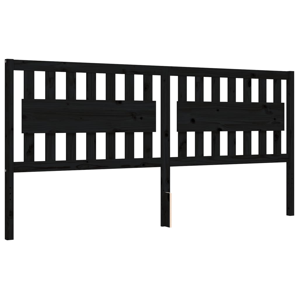 Bed frame without mattress black 200x200 cm solid pine wood