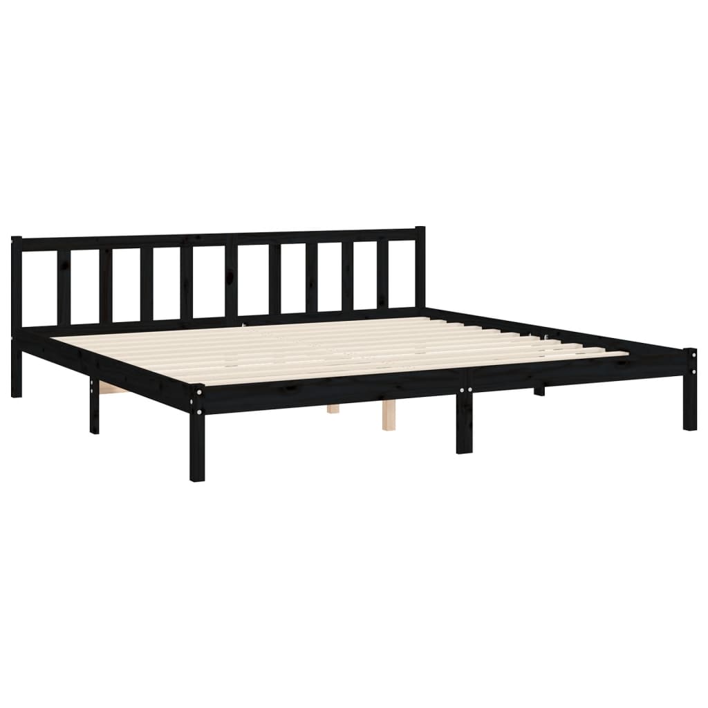 Bed frame without mattress black 200x200 cm solid pine wood