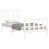 Cadre de lit sans matelas blanc bois de pin massif