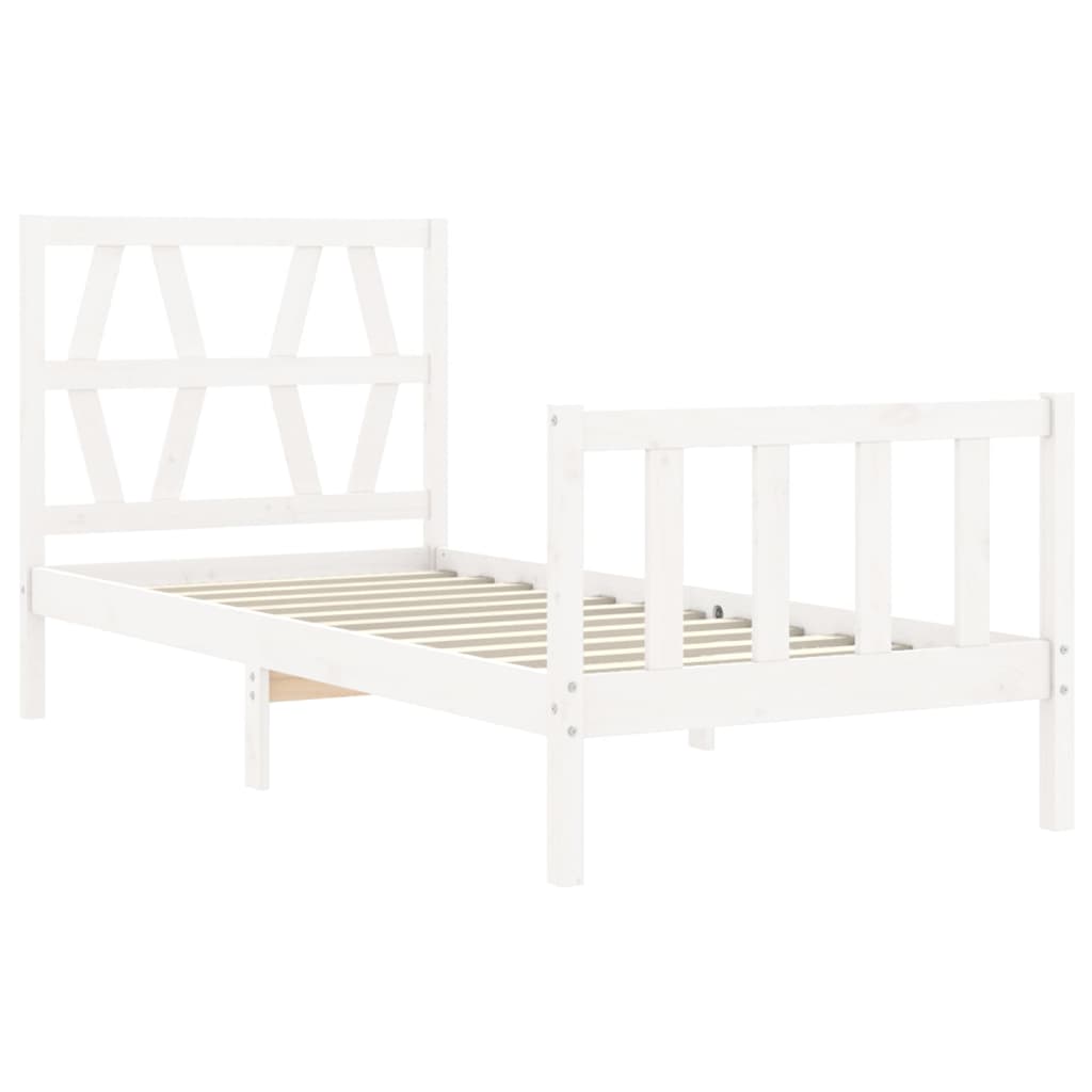 Cadre de lit sans matelas blanc bois de pin massif