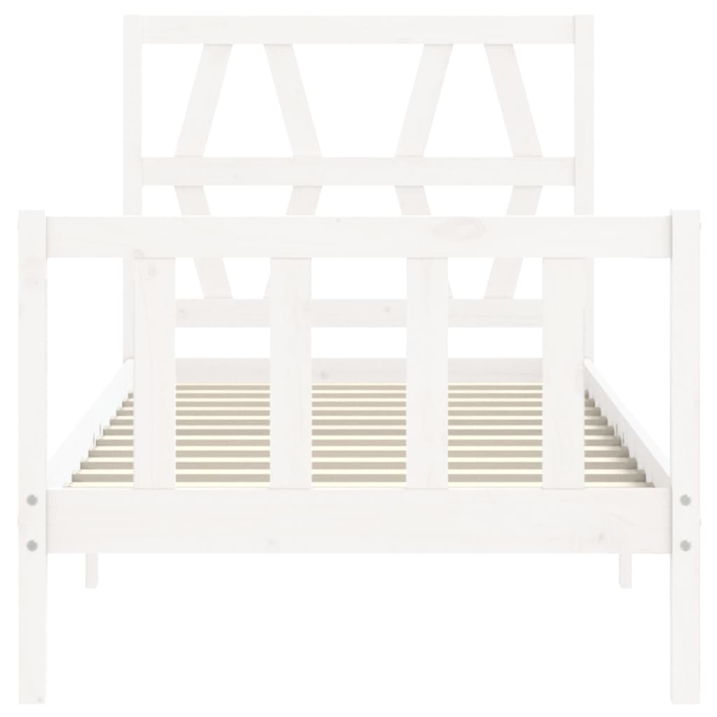 Cadre de lit sans matelas blanc bois de pin massif