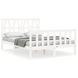 Cadre de lit sans matelas blanc bois de pin massif