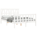 Cadre de lit sans matelas blanc bois de pin massif