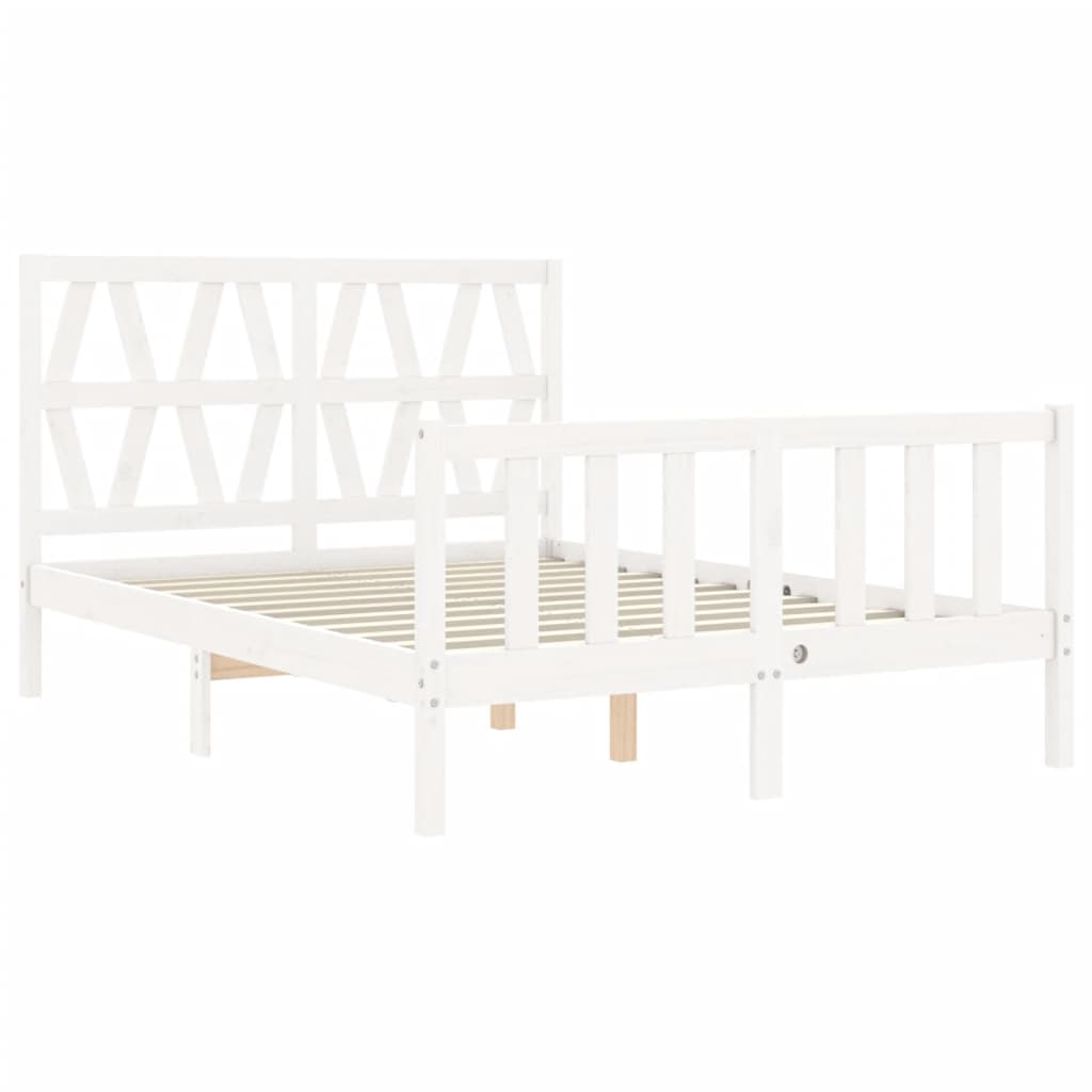 Cadre de lit sans matelas blanc bois de pin massif