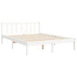 Cadre de lit sans matelas blanc bois de pin massif