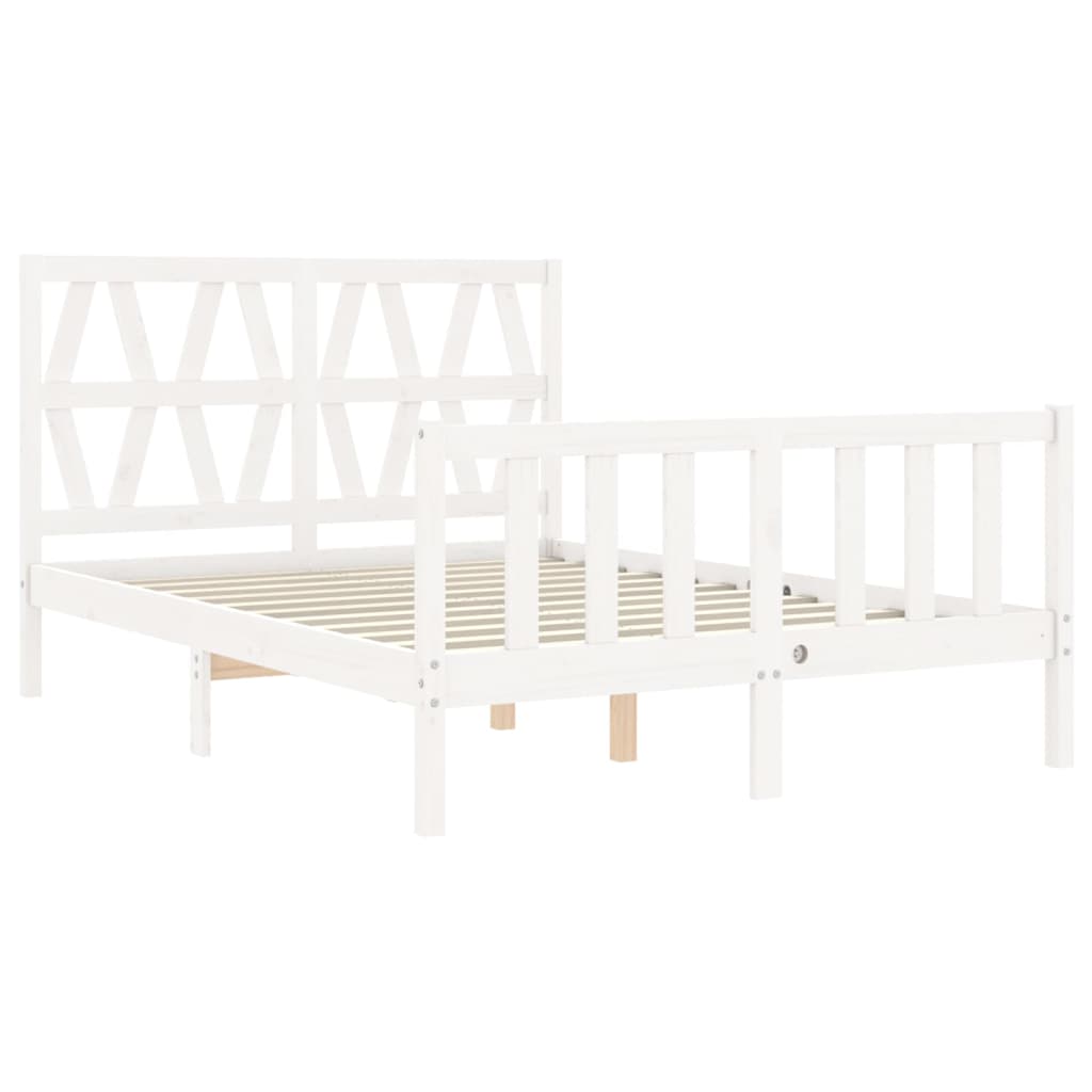 Cadre de lit sans matelas blanc bois de pin massif