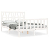 Cadre de lit sans matelas blanc 140x190 cm bois de pin massif