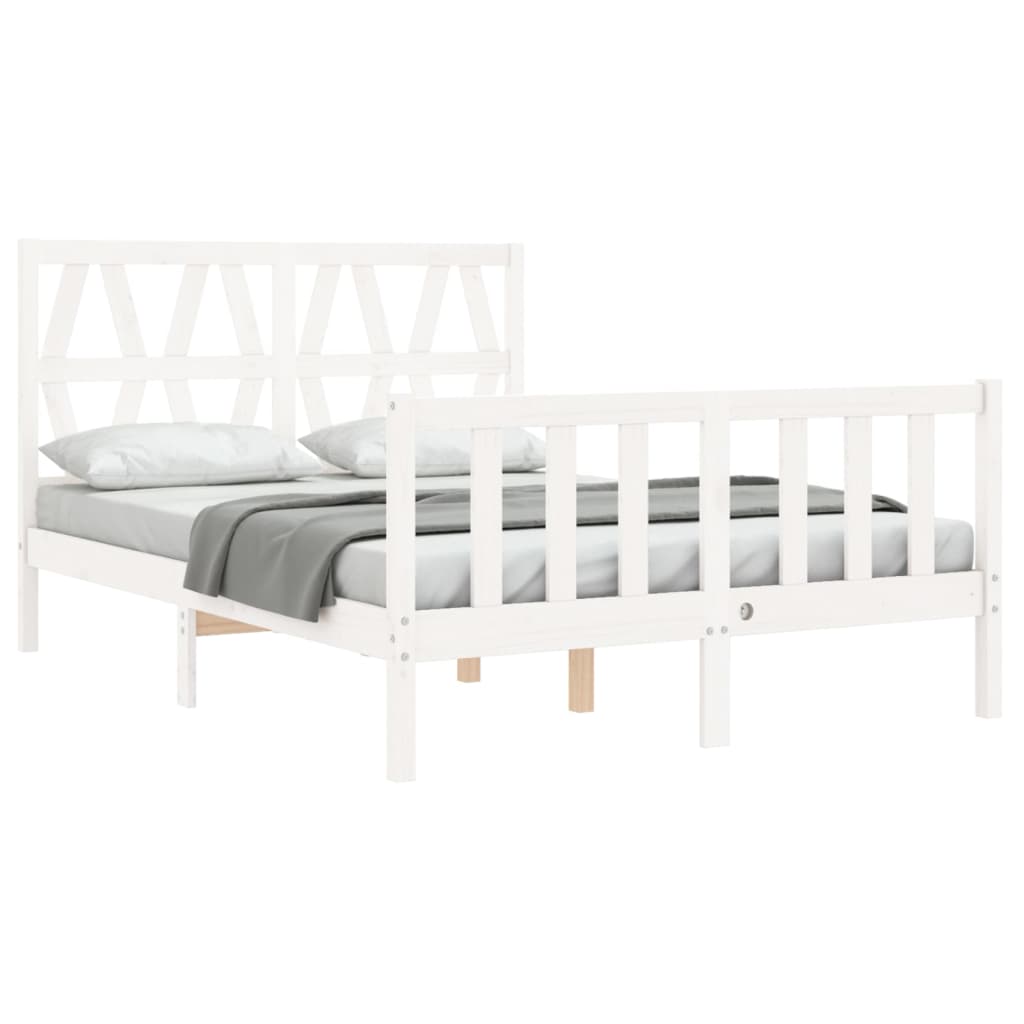 Cadre de lit sans matelas blanc 140x190 cm bois de pin massif