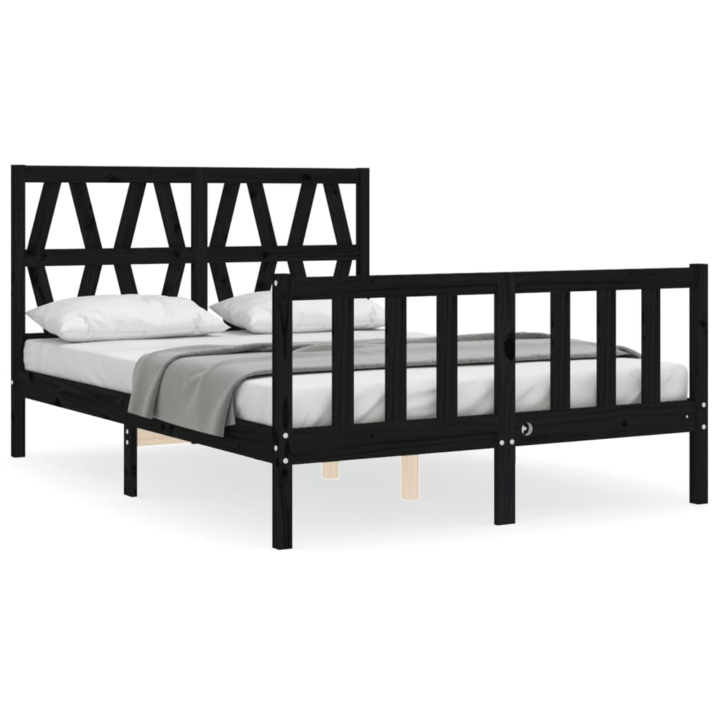 Cadre de lit sans matelas noir 140x190 cm bois de pin massif