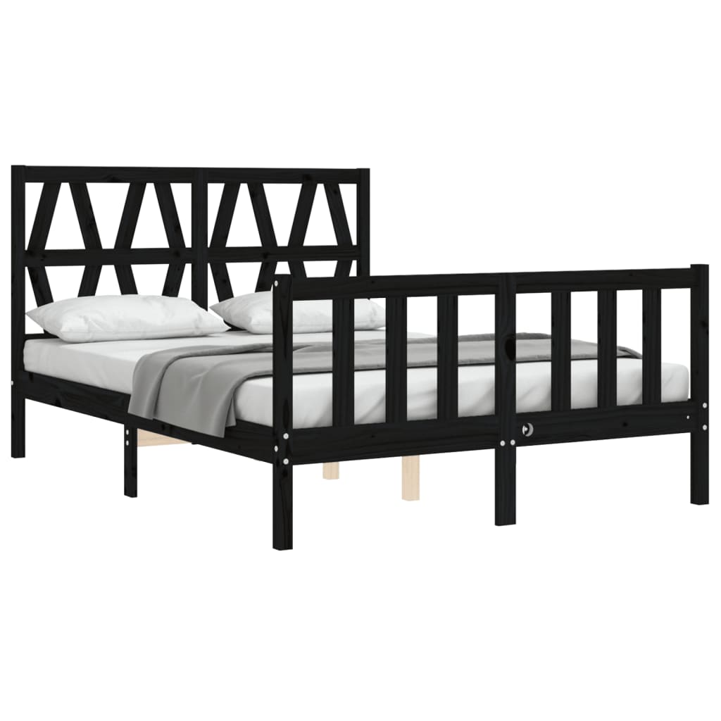 Cadre de lit sans matelas noir 140x190 cm bois de pin massif