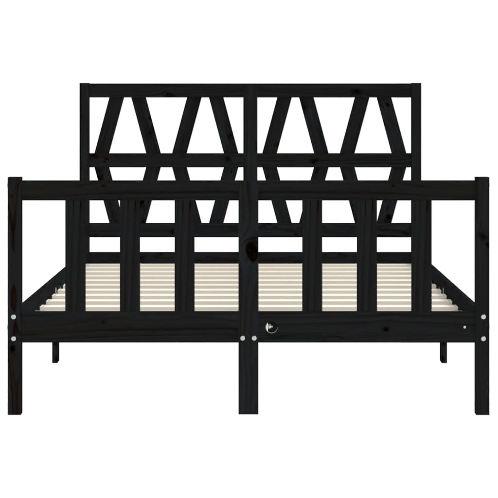 Cadre de lit sans matelas noir 140x190 cm bois de pin massif