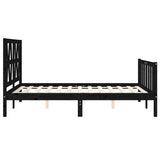 Cadre de lit sans matelas noir 140x190 cm bois de pin massif