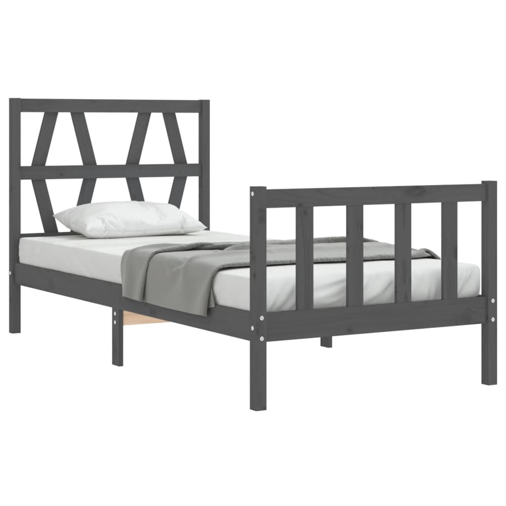 Cadre de lit sans matelas noir 90x200 cm bois de pin massif