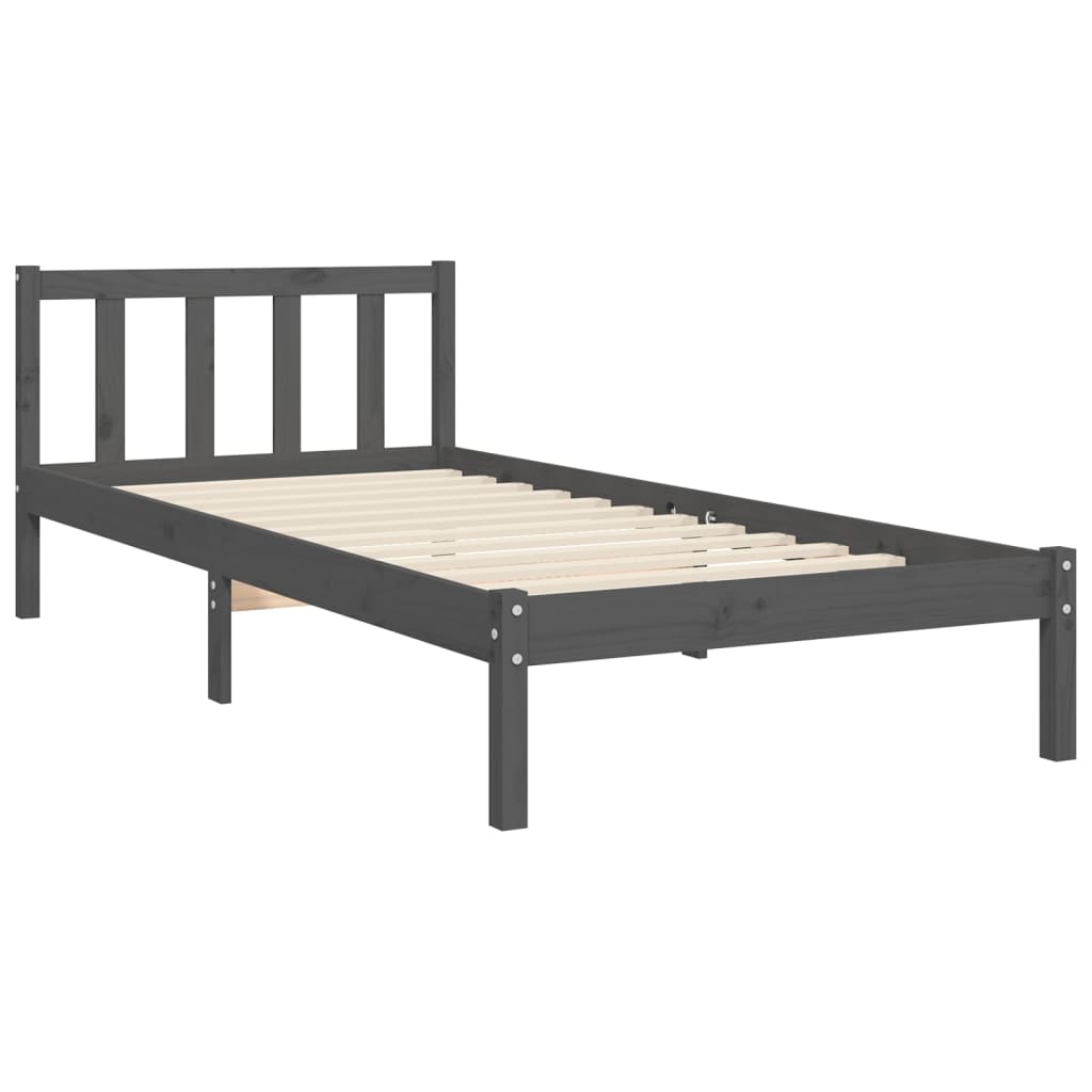 Cadre de lit sans matelas noir 90x200 cm bois de pin massif