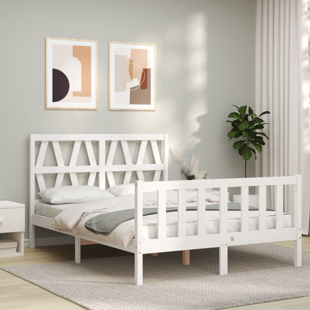 Cadre de lit sans matelas blanc 120x200 cm bois de pin massif