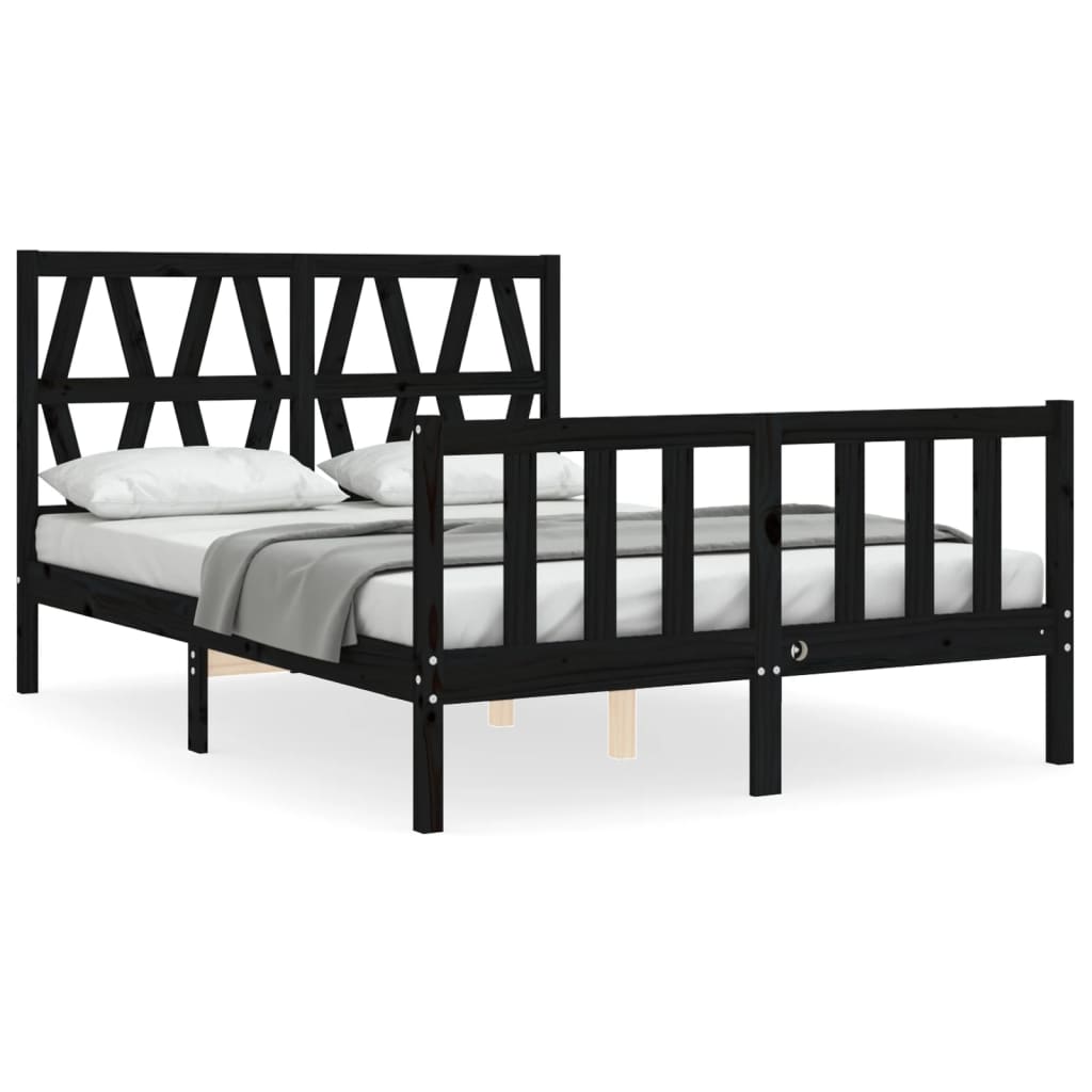 Cadre de lit sans matelas noir 120x200 cm bois de pin massif