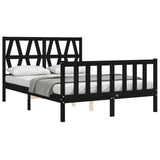 Cadre de lit sans matelas noir 120x200 cm bois de pin massif