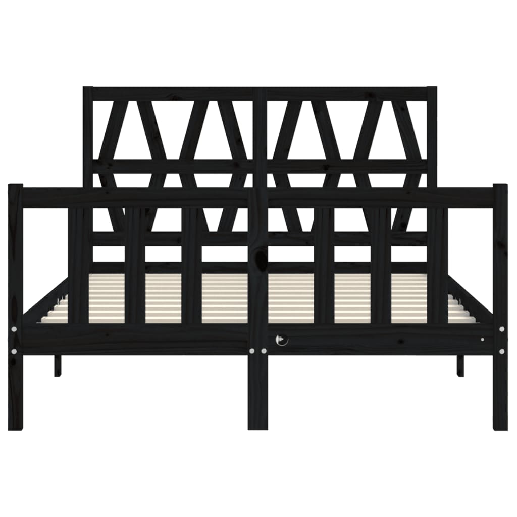 Cadre de lit sans matelas noir 120x200 cm bois de pin massif