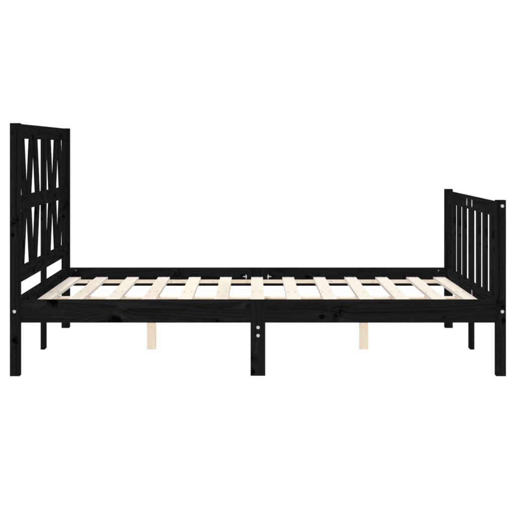 Cadre de lit sans matelas noir 120x200 cm bois de pin massif