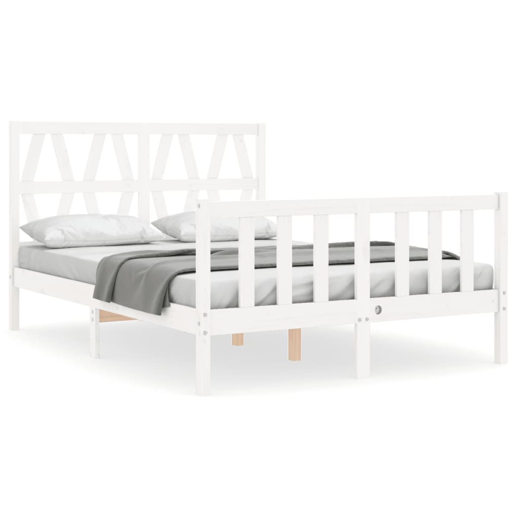 Cadre de lit sans matelas blanc 140x200 cm bois de pin massif