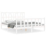 Cadre de lit sans matelas blanc bois de pin massif