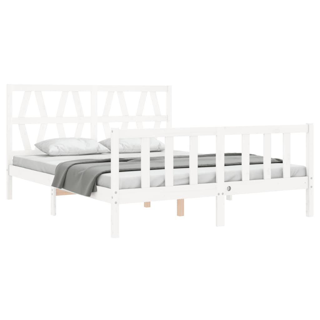 Cadre de lit sans matelas blanc bois de pin massif