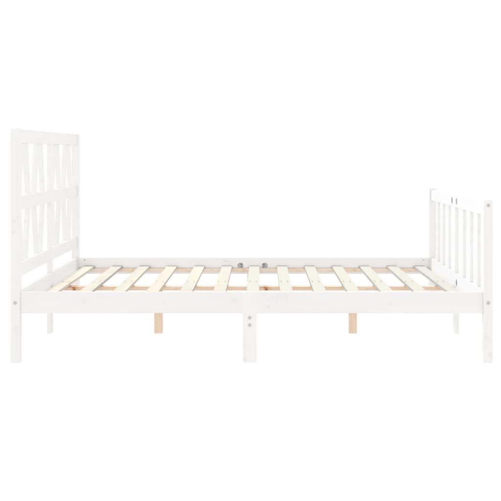 Cadre de lit sans matelas blanc bois de pin massif