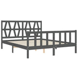 Cadre de lit sans matelas gris bois de pin massif