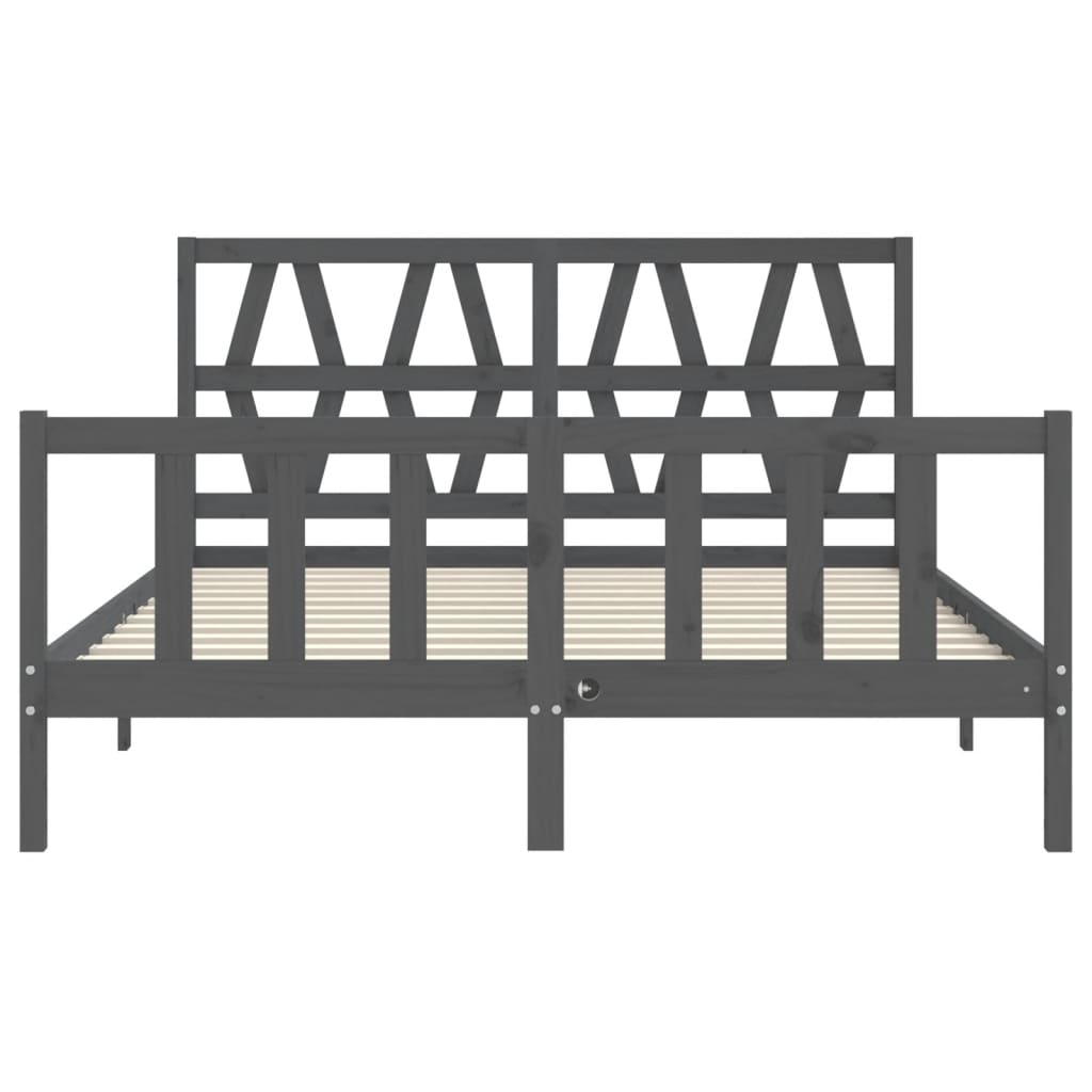 Cadre de lit sans matelas gris bois de pin massif