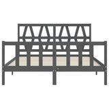 Cadre de lit sans matelas gris bois de pin massif