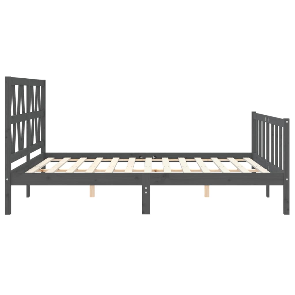 Cadre de lit sans matelas gris bois de pin massif