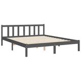 Cadre de lit sans matelas gris bois de pin massif