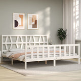 Cadre de lit sans matelas blanc 200x200 cm bois massif de pin