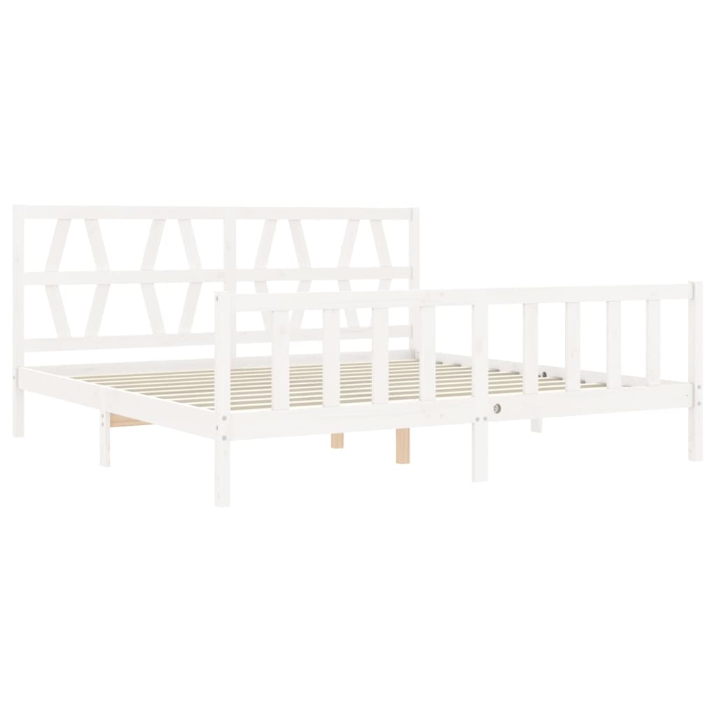 Cadre de lit sans matelas blanc 200x200 cm bois massif de pin