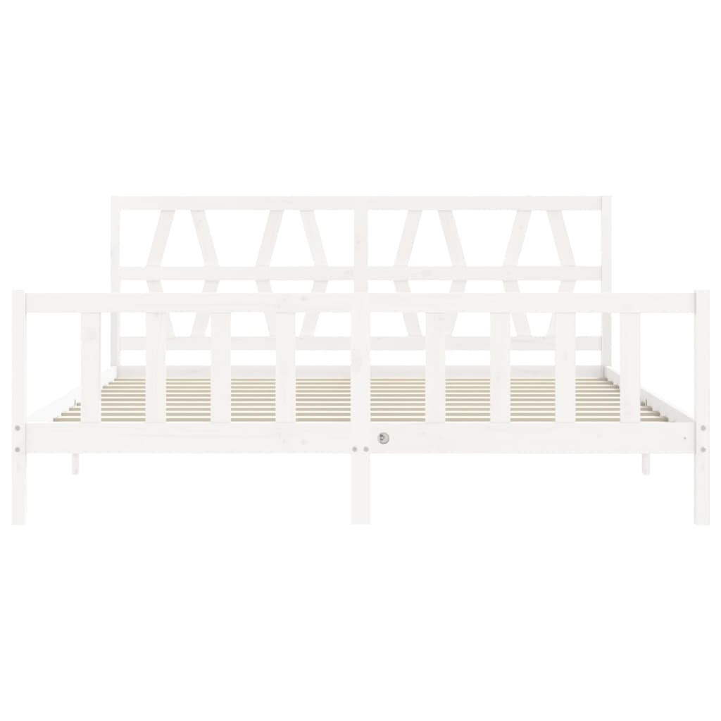 Cadre de lit sans matelas blanc 200x200 cm bois massif de pin