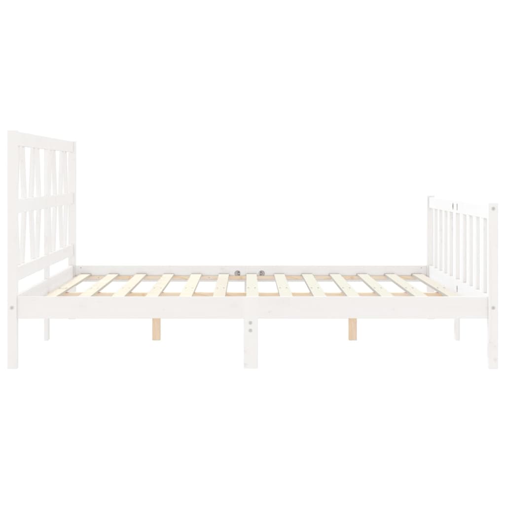 Cadre de lit sans matelas blanc 200x200 cm bois massif de pin