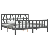 Cadre de lit sans matelas gris 200x200 cm bois massif de pin