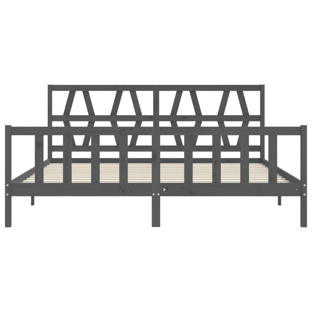 Cadre de lit sans matelas gris 200x200 cm bois massif de pin